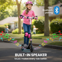 ALPHA Edge Electric Scooter, Kids Aged 6-12, Adjustable Height, 3 Speed Modes, Bluetooth, LED, Pink