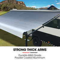 Shade Shield 16ft x 8ft Caravan Retractable Awning, Powder Coated 6063 Aluminium and Vinyl, for Caravan, Motorhome, RV, Work Trailer