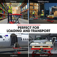 T-REX 230KG Hydraulic Scissor Lift Platform Trolley, Non-Skid Rubber Platform Pad, for Material Handling