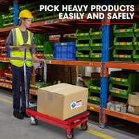 T-REX 230KG Hydraulic Scissor Lift Platform Trolley, Non-Skid Rubber Platform Pad, for Material Handling