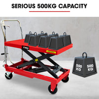 T-REX 500KG Hydraulic Scissor Lift Platform Trolley, Heavy-Duty, for Material Handling