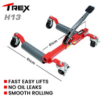 T-REX 590kg Vehicle Positioning Jack, Mechanical Ratcheting Foot Pedal Wheel Dolly For Auto Car Moving