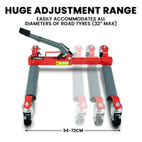 T-REX 590kg Vehicle Positioning Jack, Mechanical Ratcheting Foot Pedal Wheel Dolly For Auto Car Moving