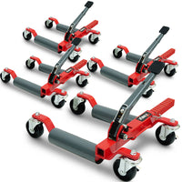 T-Rex 2360kg Set of 4 Vehicle Positioning Jacks, Mechanical Ratcheting Foot Pedal Wheel Dolly For Auto Car Moving