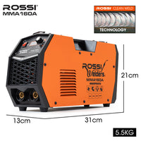 ROSSI 160 Amp Inverter Stick Welder, MMA ARC DC Multi-Metal Gasless Welding Machine, for Stainless Steel Aluminium and more, 15A Plug