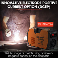 ROSSI 160 Amp Inverter Stick Welder, ideal for Stainless Steel, Aluminium, Carbon Steel, Multi-Metal Gasless Welding Machine, 15A Plug