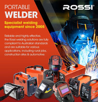 ROSSI 250Amp MAG MIG TIG MMA Welder, 4in1 Stick GMAW ARC Gas Gasless Inverter Welding Machine, 15A Plug