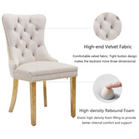 AADEN 4x Velvet Dining Chairs with Golden Metal Legs-Beige