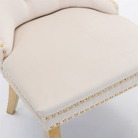 AADEN 6x Velvet Dining Chairs with Golden Metal Legs-Beige