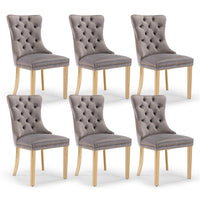 AADEN 6x Velvet Dining Chairs with Golden Metal Legs-Grey