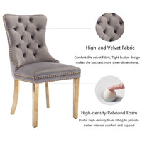 AADEN 6x Velvet Dining Chairs with Golden Metal Legs-Grey