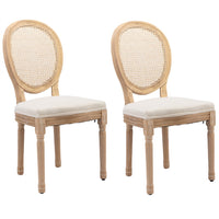 AADEN 2x Rattan Dining Chairs with Solid Wood Legs- Beige