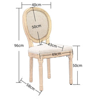 AADEN 2x Rattan Dining Chairs with Solid Wood Legs- Beige