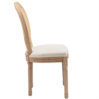 AADEN 2x Rattan Dining Chairs with Solid Wood Legs- Beige