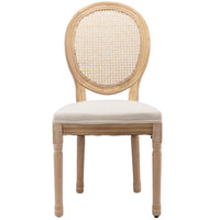 AADEN 2x Rattan Dining Chairs with Solid Wood Legs- Beige