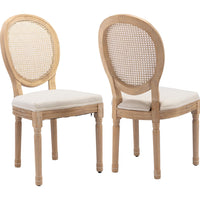 AADEN 4x Rattan Dining Chairs with Solid Wood Legs- Beige