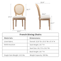 AADEN 6x Rattan Dining Chairs with Solid Wood Legs- Beige