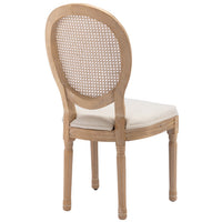 AADEN 8x Rattan Dining Chairs with Solid Wood Legs- Beige