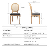 AADEN 2x Rattan Dining Chairs with Solid Wood Legs- Grey