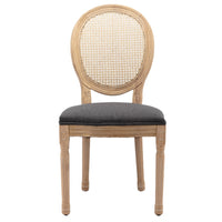 AADEN 2x Rattan Dining Chairs with Solid Wood Legs- Grey