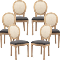 AADEN 6x Rattan Dining Chairs with Solid Wood Legs- Grey