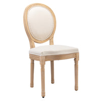 AADEN 2x Linen Dining Chairs with Solid Wood Legs- Beige