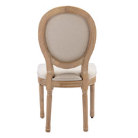 AADEN 2x Linen Dining Chairs with Solid Wood Legs- Beige