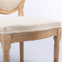 AADEN 6x Linen Dining Chairs with Solid Wood Legs- Beige