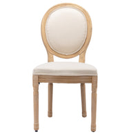 AADEN 8x Linen Dining Chairs with Solid Wood Legs- Beige