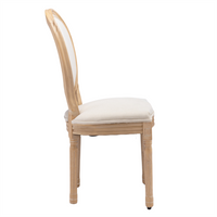 AADEN 8x Linen Dining Chairs with Solid Wood Legs- Beige