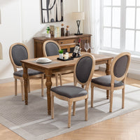 AADEN 8x Linen Dining Chairs with Solid Wood Legs- Grey