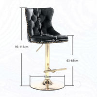 4x Height Adjustable Swivel Bar Stool Velvet Studs Barstool with Footrest and Golden Base- Beige