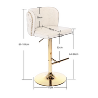 2x Faux Leather Golden Base Swivel Bar Stools- Beige