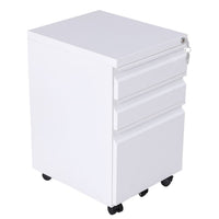 EKKIO 3 Drawer Mobile File Cabinet with Lock (White) EK-FCD-101-XM