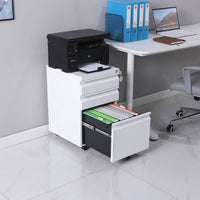 EKKIO 3 Drawer Mobile File Cabinet with Lock (White) EK-FCD-101-XM