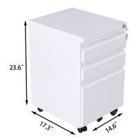 EKKIO 3 Drawer Mobile File Cabinet with Lock (White) EK-FCD-101-XM