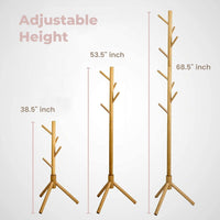 EKKIO 8 Hook Wood Coat Rack Stand (Wooden)