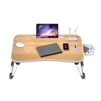 EKKIO Multifunctional Portable Bed Tray Laptop Desk with USB Charge Port (burlywood)