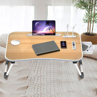 EKKIO Multifunctional Portable Bed Tray Laptop Desk with USB Charge Port (burlywood)