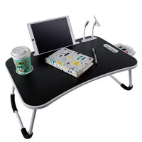 EKKIO Multifunctional Portable Bed Tray Laptop Desk with USB Charge Port (Black)