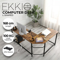 L-Shaped Corner Computer Desk with CPU Stand (Brown) EK-CD-102-LR