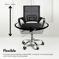 EKKIO Ergonomic Office Chair with Breathable Mesh Design and Lumbar Back Support (Black) EK-OC-104-JF