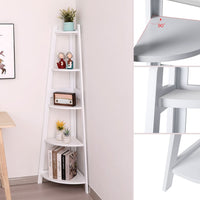 EKKIO 5 Tier Corner Ladder Shelf (White) EK-CLS-101-LR