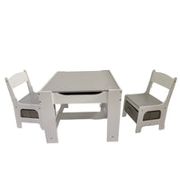 EKKIO 3PCS Kids Table and Chairs Set with Black Chalkboard (Grey) EK-KTCS-102-RHH