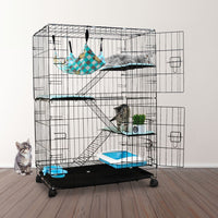 FLOOFI Three-Level Pet Rabbit Bird Cage with Hammock (Black) FI-PRBC-100-XD