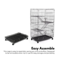 FLOOFI Three-Level Pet Rabbit Bird Cage with Hammock (Black) FI-PRBC-100-XD