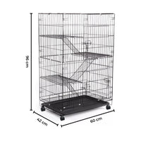 FLOOFI Three-Level Pet Rabbit Bird Cage with Hammock (Black) FI-PRBC-100-XD