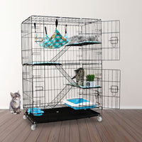 FLOOFI Four-Level Pet Rabbit Bird Cage with Hammock (Black) FI-PRBC-101-XD