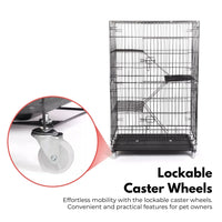 FLOOFI Four-Level Pet Rabbit Bird Cage with Hammock (Black) FI-PRBC-101-XD