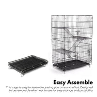 FLOOFI Four-Level Pet Rabbit Bird Cage with Hammock (Black) FI-PRBC-101-XD